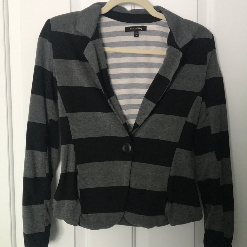 Black and gray striped blazer